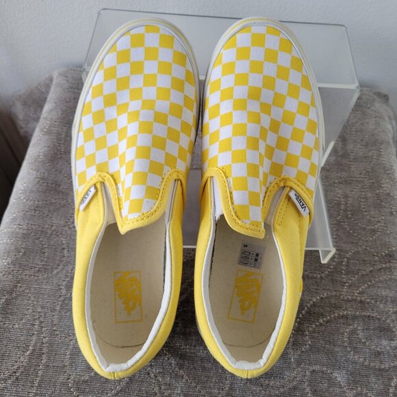 VANS Checkerboard Yellow Slip-On Sneakers – Kids 6.0 - Picture 10 of 11